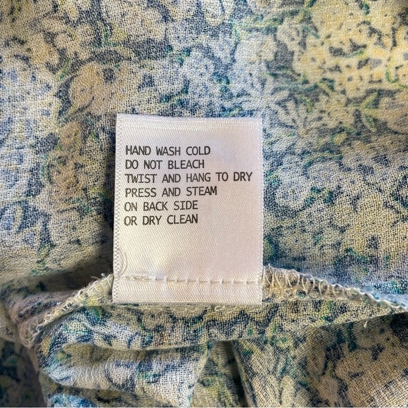 Cynthia Rowley Ruffle Hem Blue Floral Tank Top Size Medium - Picture 6 of 10